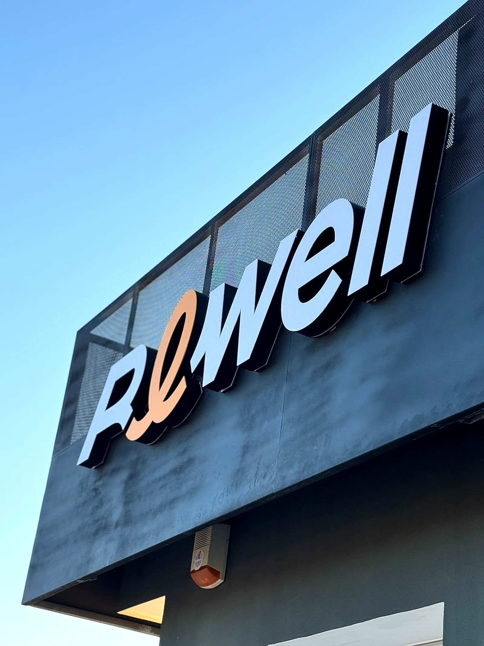Rewell sign on the front of Rewell Emotion Fitness studio, Vatoudion 25, Peyia, Paphos